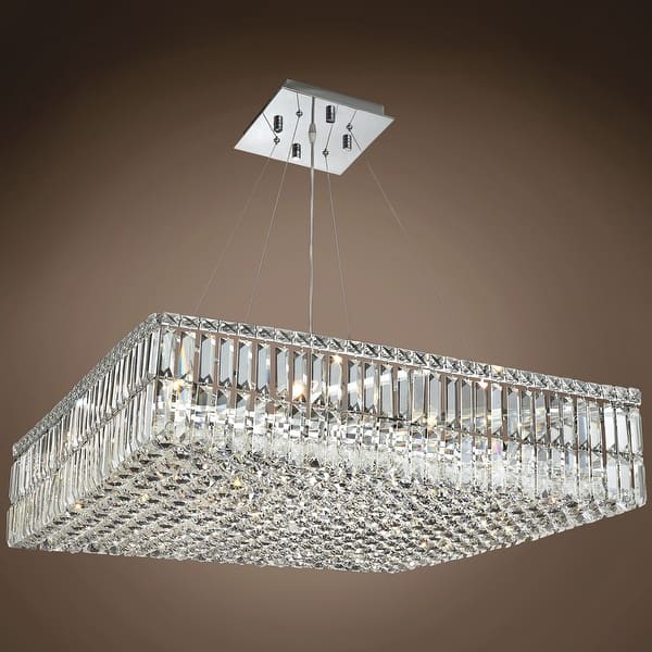 Design 12 Light 32" Chrome Chandelier With Clear Swarovski
